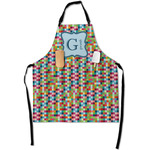 Retro Pixel Squares Apron With Pockets w/ Name and Initial