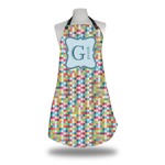 Retro Pixel Squares Apron w/ Name and Initial