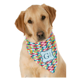 Retro Pixel Squares Dog Bandana Scarf w/ Name and Initial