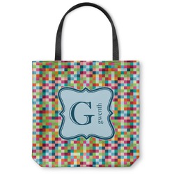 Retro Pixel Squares Canvas Tote Bag - Medium - 16"x16" (Personalized)