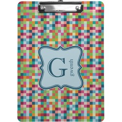 Retro Pixel Squares Clipboard (Letter Size) (Personalized)