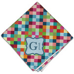 Retro Pixel Squares Cloth Dinner Napkin - Single w/ Name and Initial