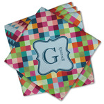 Retro Pixel Squares Cloth Cocktail Napkins - Set of 4 w/ Name and Initial