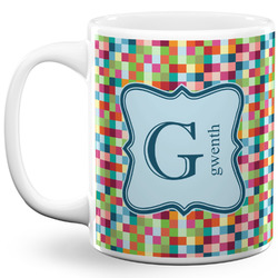 Retro Pixel Squares 11 Oz Coffee Mug - White (Personalized)