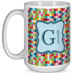 Retro Pixel Squares 15 Oz Coffee Mug - White (Personalized)