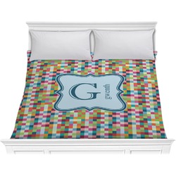 Retro Pixel Squares Comforter - King (Personalized)