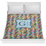 Retro Pixel Squares Comforter - Full / Queen (Personalized)