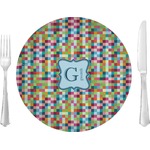 Retro Pixel Squares 10" Glass Lunch / Dinner Plates - Single or Set (Personalized)