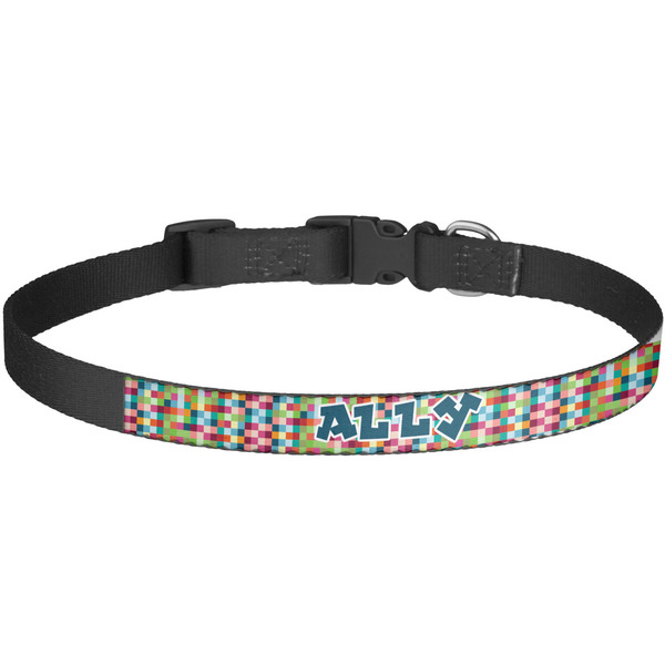 Custom Retro Pixel Squares Dog Collar - Large (Personalized)