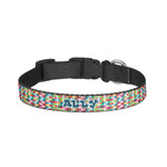 Retro Pixel Squares Dog Collar - Small (Personalized)