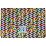 Retro Pixel Squares Dog Food Mat w/ Name and Initial