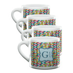 Retro Pixel Squares Double Shot Espresso Cups - Set of 4 (Personalized)