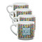 Retro Pixel Squares Double Shot Espresso Mugs - Set of 4 Front