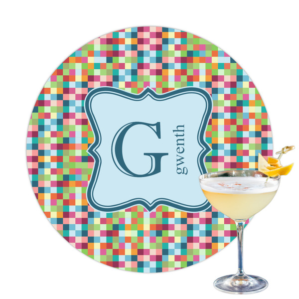 Custom Retro Pixel Squares Printed Drink Topper (Personalized)