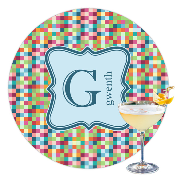 Custom Retro Pixel Squares Printed Drink Topper - 3.5" (Personalized)