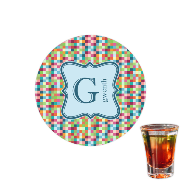 Custom Retro Pixel Squares Printed Drink Topper - 1.5" (Personalized)