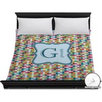 Retro Pixel Squares Duvet Cover - King (Personalized)