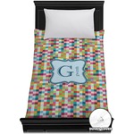 Retro Pixel Squares Duvet Cover - Twin (Personalized)