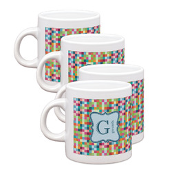 Retro Pixel Squares Single Shot Espresso Cups - Set of 4 (Personalized)