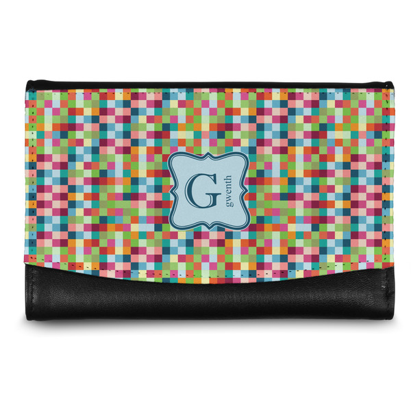 Custom Retro Pixel Squares Genuine Leather Women's Wallet - Small (Personalized)