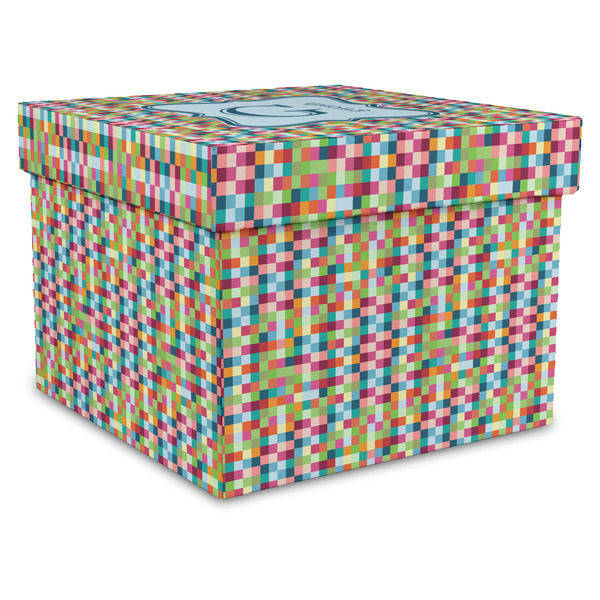 Custom Retro Pixel Squares Gift Box with Lid - Canvas Wrapped - X-Large (Personalized)