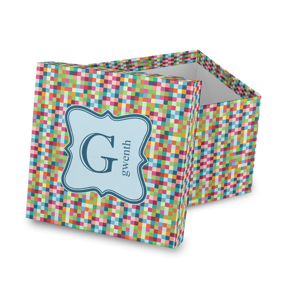 Custom Retro Pixel Squares Gift Box with Lid - Canvas Wrapped (Personalized)