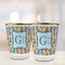 Retro Pixel Squares Glass Shot Glass - with gold rim - LIFESTYLE