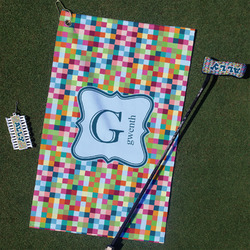 Retro Pixel Squares Golf Towel Gift Set (Personalized)
