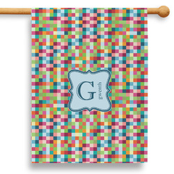 Retro Pixel Squares 28" House Flag (Personalized)