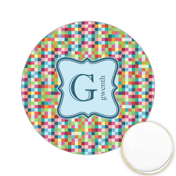 Custom Retro Pixel Squares Printed Cookie Topper - 2.15" (Personalized)