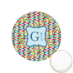 Retro Pixel Squares Printed Cookie Topper - 1.25" (Personalized)