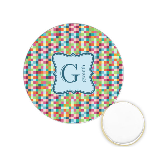 Custom Retro Pixel Squares Printed Cookie Topper - 1.25" (Personalized)