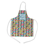 Retro Pixel Squares Kid's Apron w/ Name and Initial