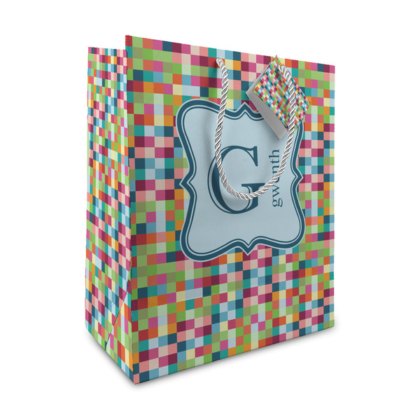 Custom Retro Pixel Squares Medium Gift Bag (Personalized)