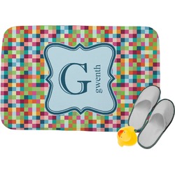 Retro Pixel Squares Memory Foam Bath Mat (Personalized)