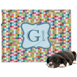 Retro Pixel Squares Dog Blanket - Large (Personalized)