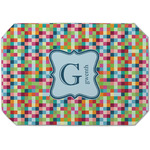 Retro Pixel Squares Dining Table Mat - Octagon (Single-Sided) w/ Name and Initial