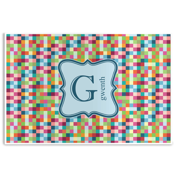 Custom Retro Pixel Squares Disposable Paper Placemats (Personalized)