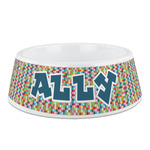 Retro Pixel Squares Plastic Dog Bowl - Medium (Personalized)