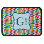 Retro Pixel Squares Iron On Rectangle Patch w/ Name and Initial