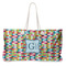 Retro Pixel Squares Large Rope Tote Bag - Front View