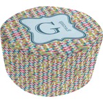 Retro Pixel Squares Round Pouf Ottoman (Personalized)