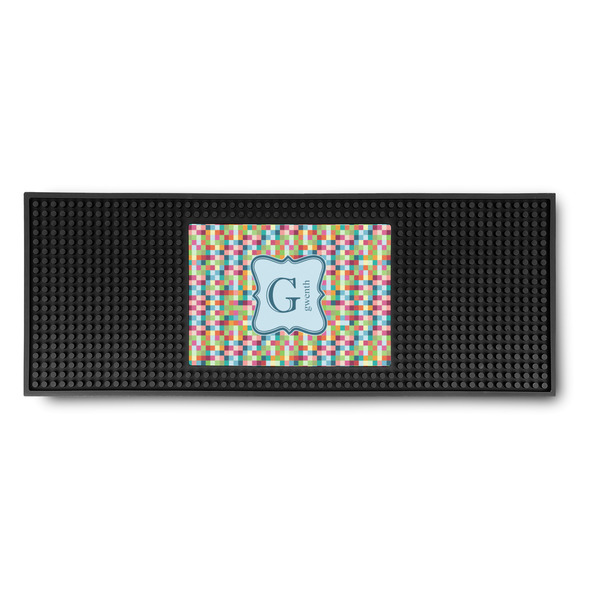 Custom Retro Pixel Squares Rubber Bar Mat (Personalized)