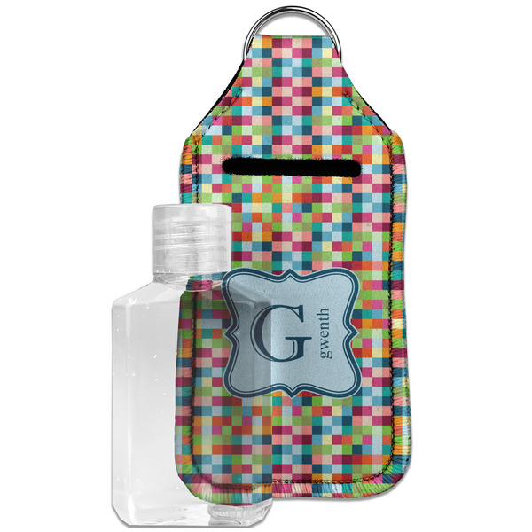 Custom Retro Pixel Squares Hand Sanitizer & Keychain Holder - Large (Personalized)