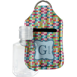 Retro Pixel Squares Hand Sanitizer & Keychain Holder - Small (Personalized)