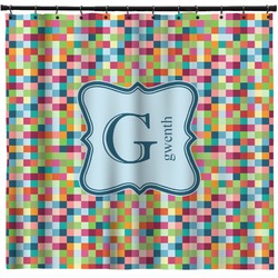 Retro Pixel Squares Shower Curtain - Custom Size (Personalized)