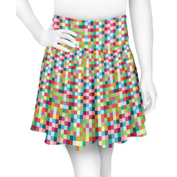 Retro Pixel Squares Skater Skirt - Small