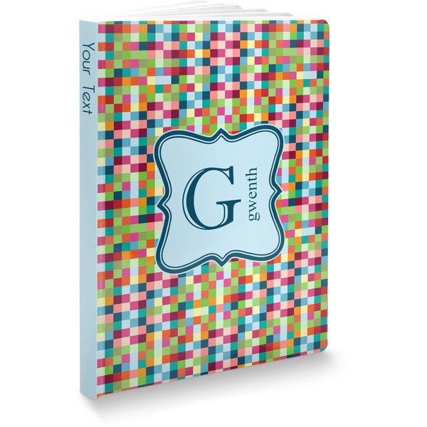 Custom Retro Pixel Squares Softbound Notebook (Personalized)