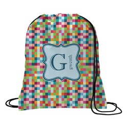 Retro Pixel Squares Drawstring Backpack - Large (Personalized)