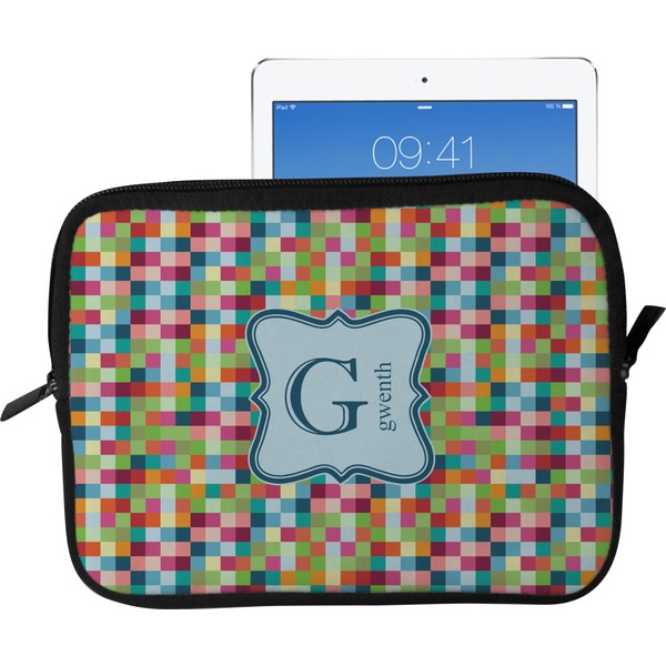 Custom Retro Pixel Squares Tablet Case / Sleeve - Large (Personalized)